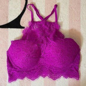 VS Pink Orchid Eyelash Lace High Neck Bralette